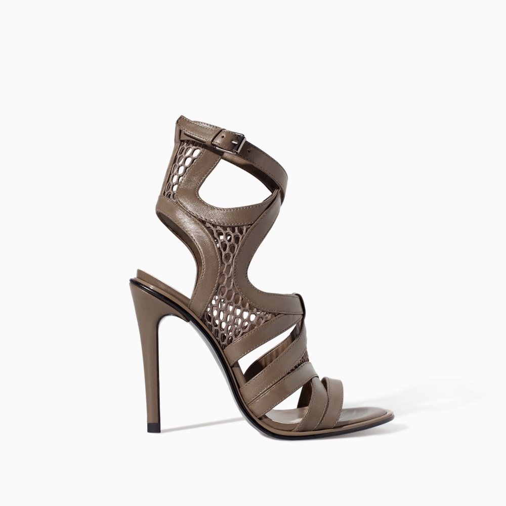 💜Zara leather open toe high heels